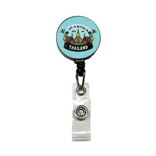 Life Is Better In Thailand Retractable ID Key Card Name Tag Badge Holder with Clip
