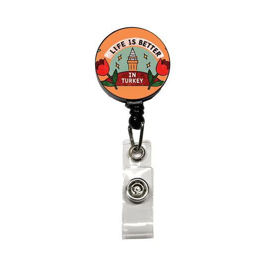 Life Is Better In Turkey Retractable ID Key Card Name Tag Badge Holder with Clip
