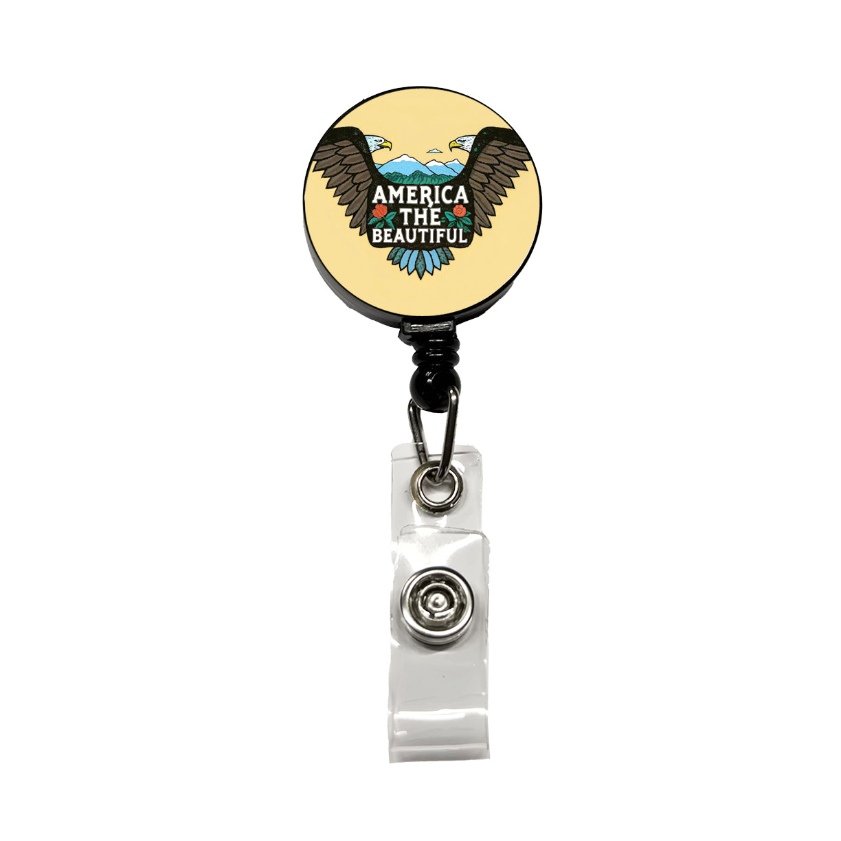 America The Beautiful Eagle Wings USA Retractable ID Key Card Name Tag Badge Holder with Clip