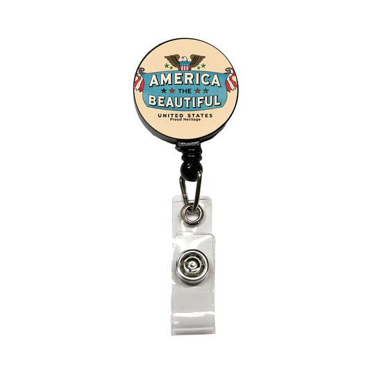 America The Beautiful United States Proud Heritage Retractable ID Key Card Name Tag Badge Holder with Clip