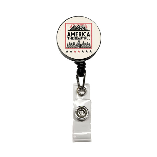 America The Beautiful United States USA Retractable ID Key Card Name Tag Badge Holder with Clip