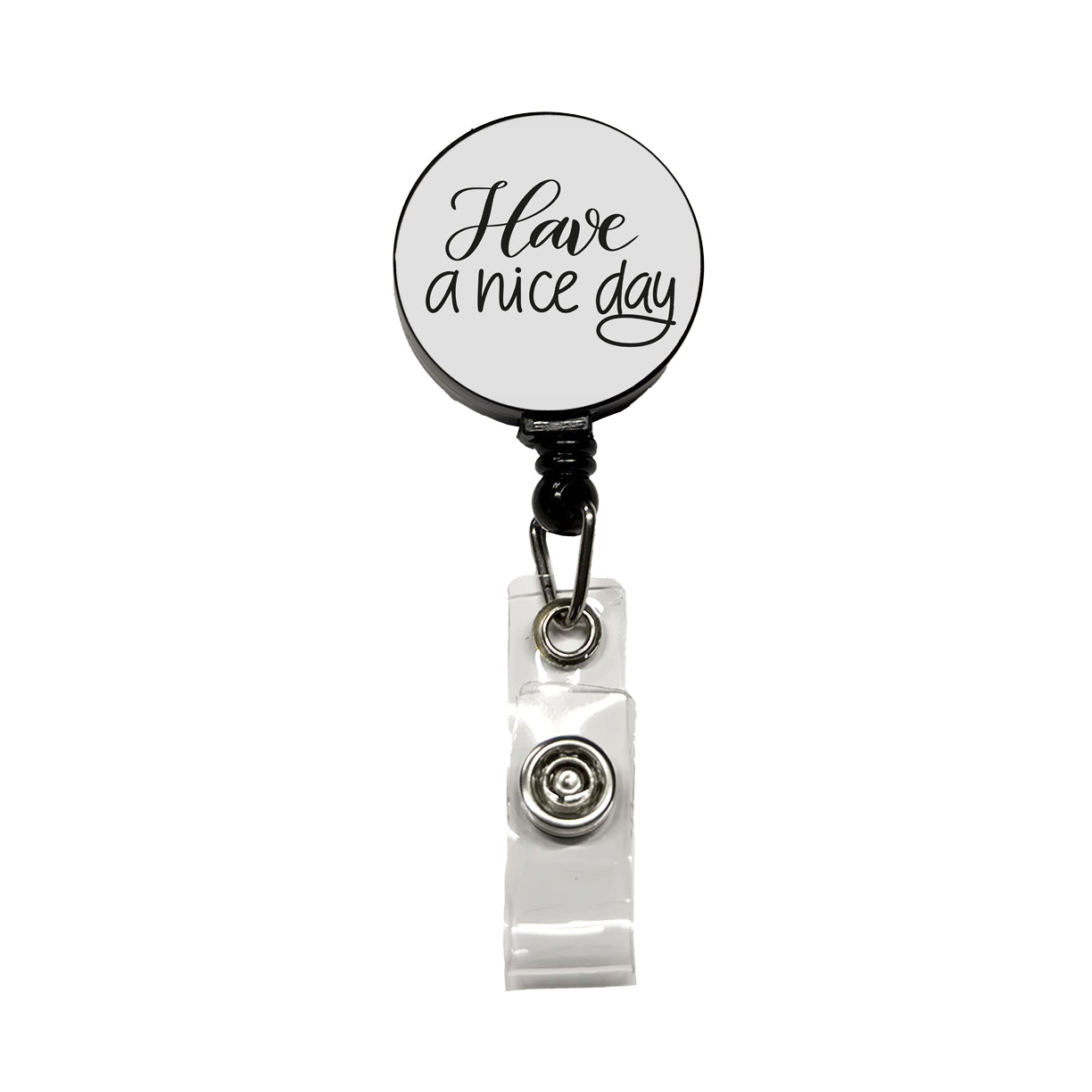 Have A Nice Day Gray Retractable ID Key Card Name Tag Badge Holder with Clip