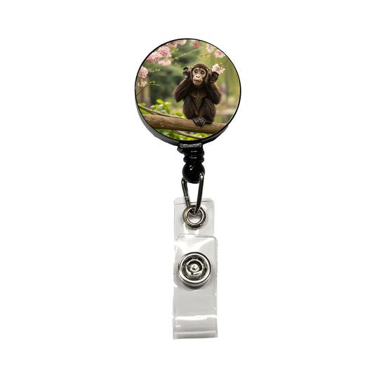 Hear No Evil Cute Monkey Retractable ID Key Card Name Tag Badge Holder with Clip
