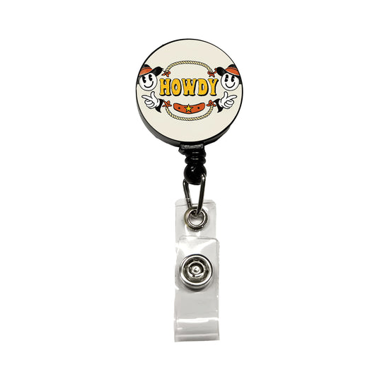 Howdy Funny Country Cowboy Cowgirl Retractable ID Key Card Name Tag Badge Holder with Clip