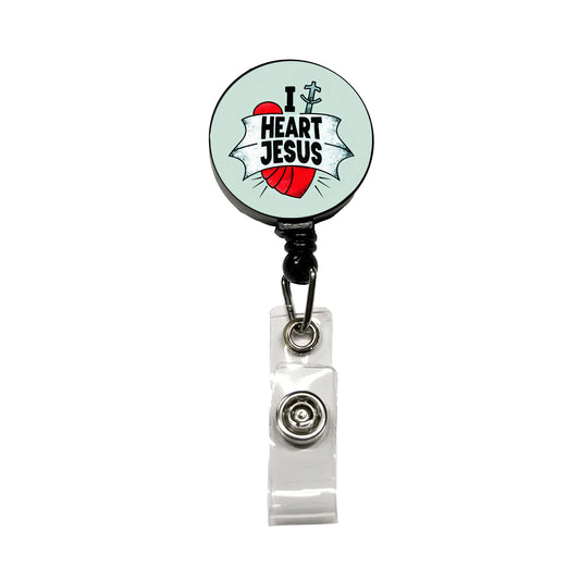 I Heart Jesus Love Retractable ID Key Card Name Tag Badge Holder with Clip