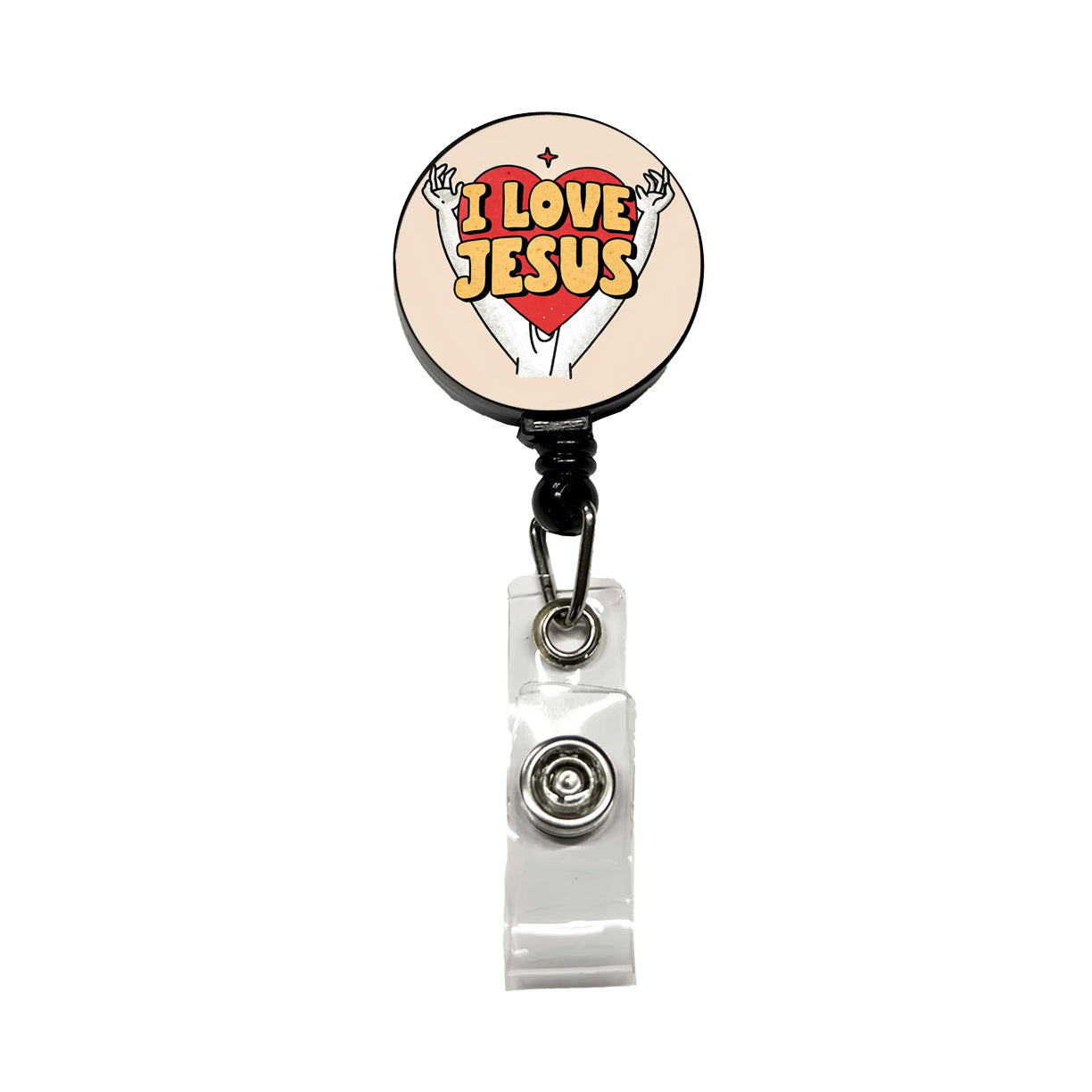 I Love Jesus Retractable ID Key Card Name Tag Badge Holder with Clip