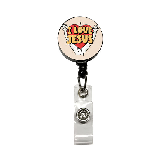 I Love Jesus Retractable ID Key Card Name Tag Badge Holder with Clip