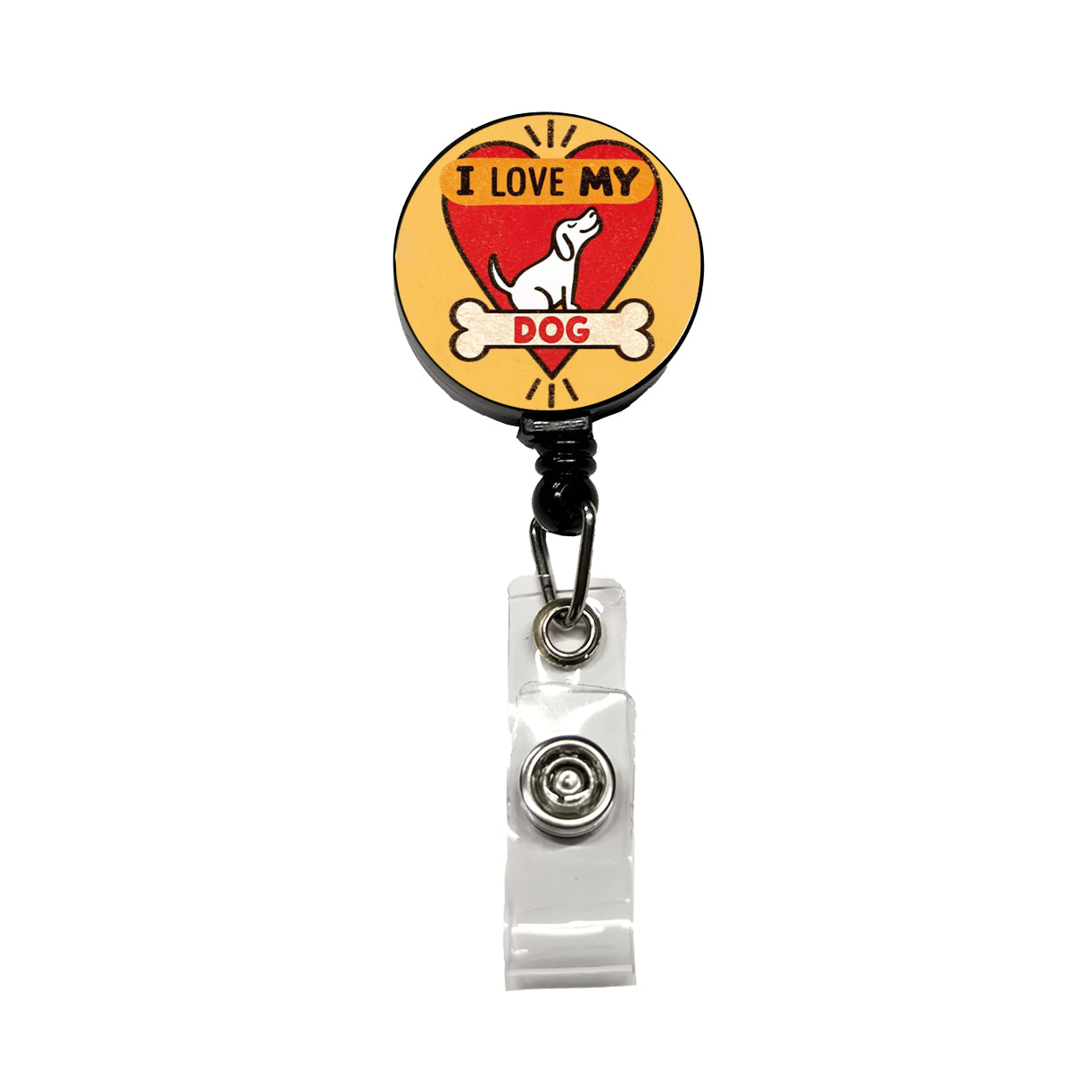 I Love My Dog Heart Retractable ID Key Card Name Tag Badge Holder with Clip