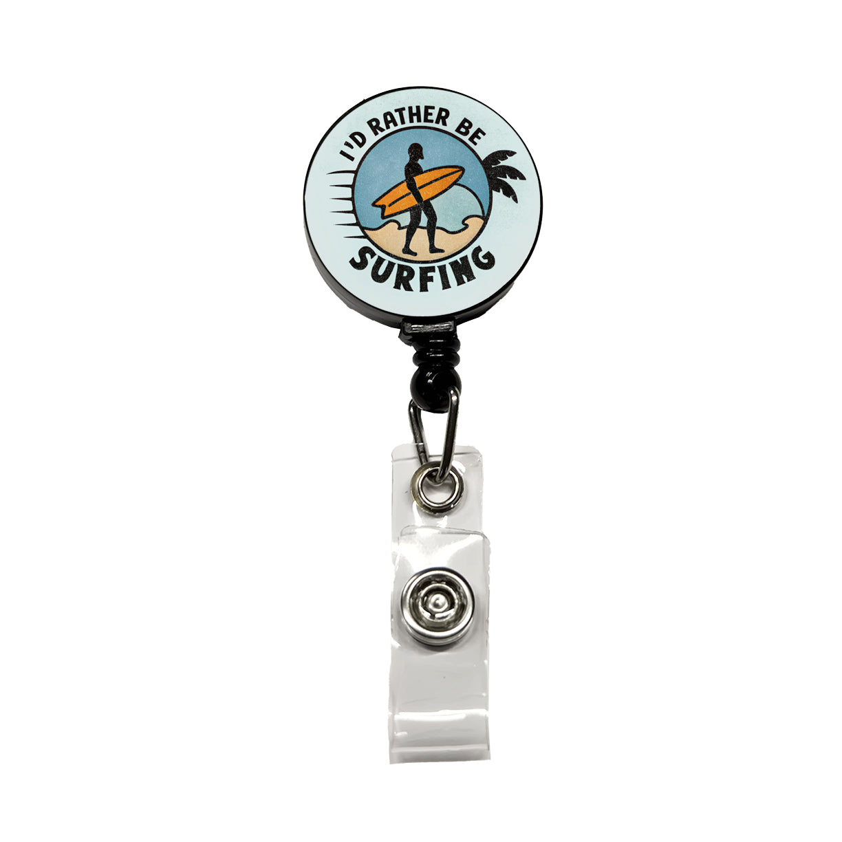 I'd Rather Be Surfing Retractable ID Key Card Name Tag Badge Holder with Clip