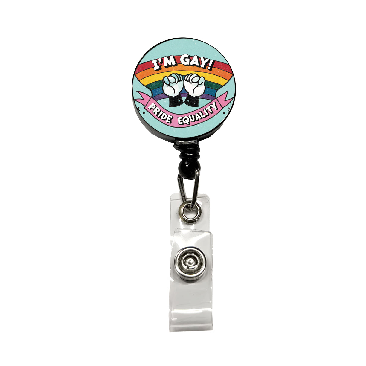 I'm Gay Pride Equality LGBTQ Rainbow Retractable ID Key Card Name Tag Badge Holder with Clip