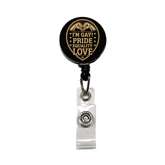 I'm Gay Pride Equality Love Retractable ID Key Card Name Tag Badge Holder with Clip