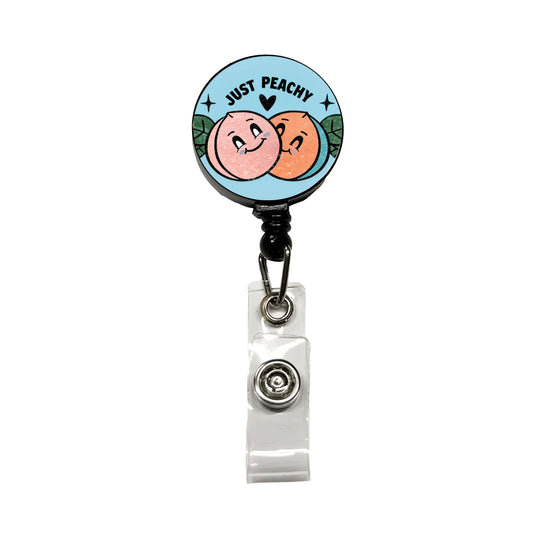 Just Peachy Adorable Retractable ID Key Card Name Tag Badge Holder with Clip