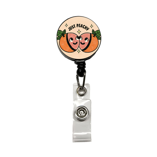 Just Peachy Cute Retractable ID Key Card Name Tag Badge Holder with Clip