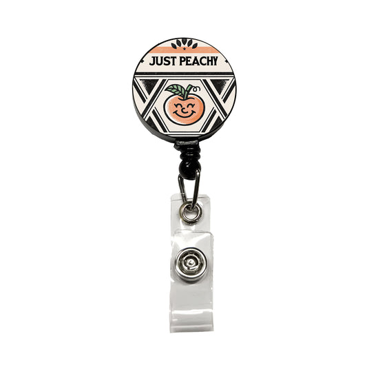 Just Peachy Retractable ID Key Card Name Tag Badge Holder with Clip