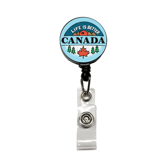 Life Is Better In Canada Retractable ID Key Card Name Tag Badge Holder with Clip