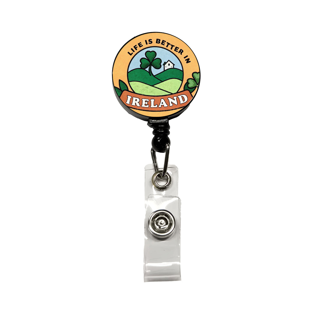 Life Is Better In Ireland Retractable ID Key Card Name Tag Badge Holder with Clip