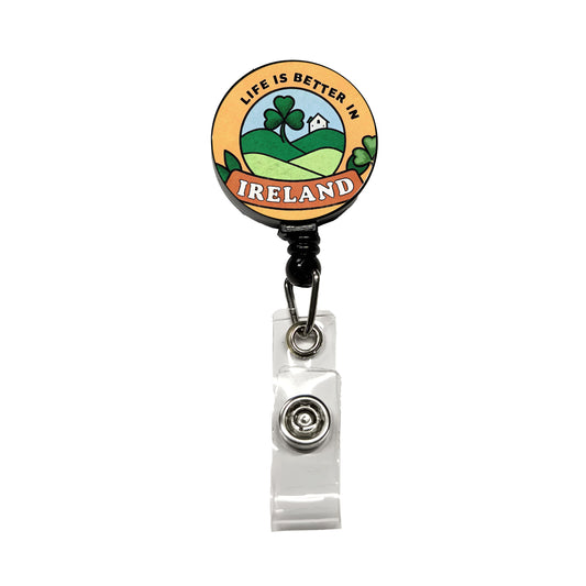 Life Is Better In Ireland Retractable ID Key Card Name Tag Badge Holder with Clip
