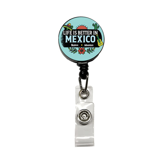 Life Is Better In Mexico Retractable ID Key Card Name Tag Badge Holder with Clip