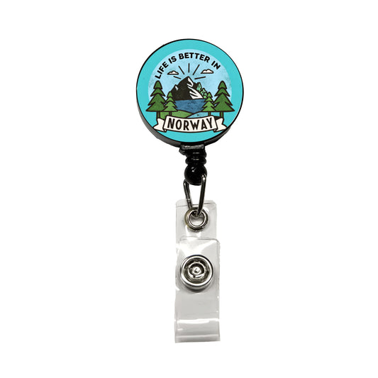 Life Is Better In Norway Retractable ID Key Card Name Tag Badge Holder with Clip