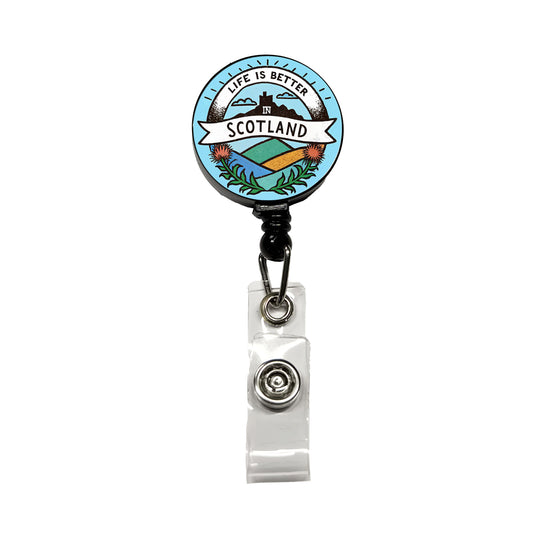Life Is Better In Scotland Retractable ID Key Card Name Tag Badge Holder with Clip