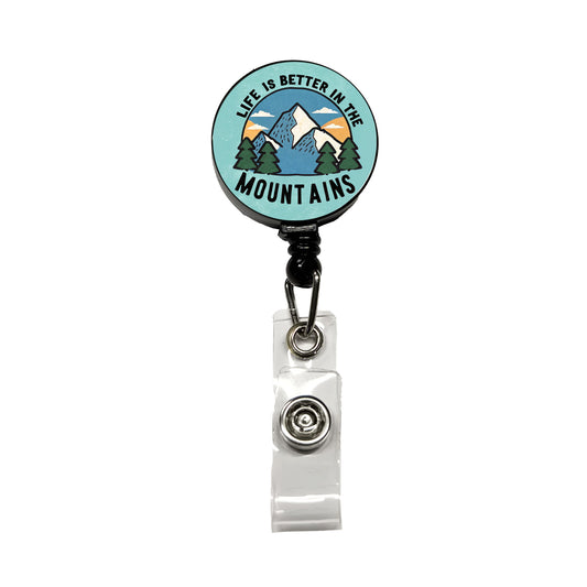 Life Is Better In The Mountains Retractable ID Key Card Name Tag Badge Holder with Clip