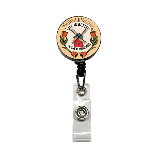 Life Is Better In The Netherlands Retractable ID Key Card Name Tag Badge Holder with Clip