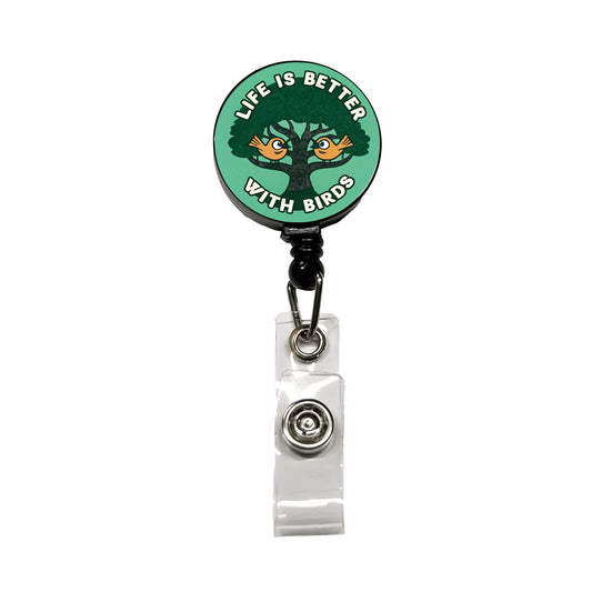Life Is Better With Birds Retractable ID Key Card Name Tag Badge Holder with Clip