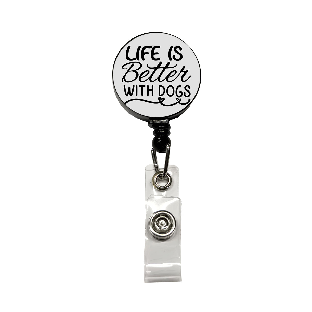 Life Is Better With Dogs Gray Retractable ID Key Card Name Tag Badge Holder with Clip