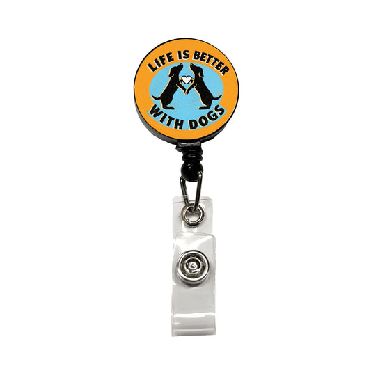 Life Is Better With Dogs Heart Retractable ID Key Card Name Tag Badge Holder with Clip