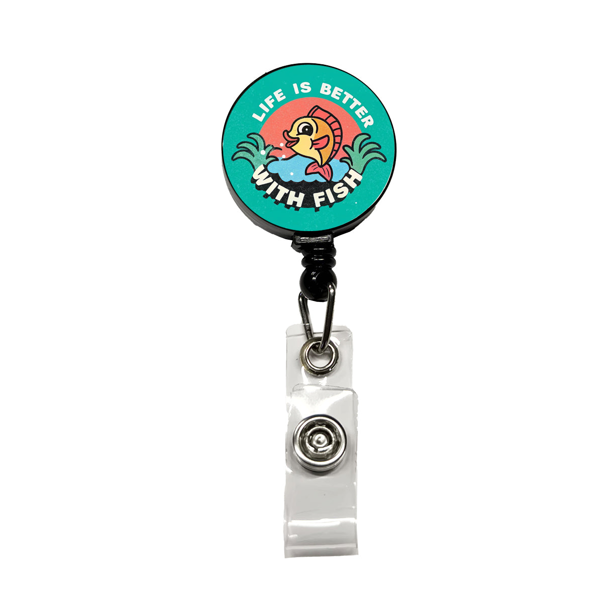 Life Is Better With Fish Fishing Retractable ID Key Card Name Tag Badge Holder with Clip