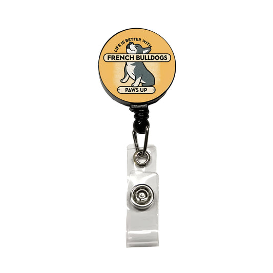 Life Is Better With French Bulldogs Dogs Retractable ID Key Card Name Tag Badge Holder with Clip