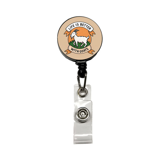 Life Is Better With Goats Retractable ID Key Card Name Tag Badge Holder with Clip