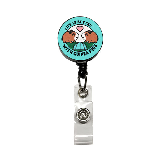 Life Is Better With Guinea Pigs Retractable ID Key Card Name Tag Badge Holder with Clip