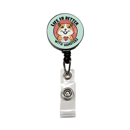 Life Is Better With Hamsters Retractable ID Key Card Name Tag Badge Holder with Clip