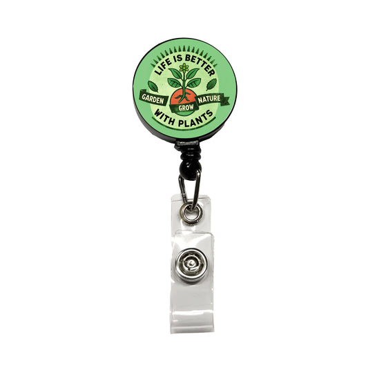 Life Is Better With Plants Retractable ID Key Card Name Tag Badge Holder with Clip