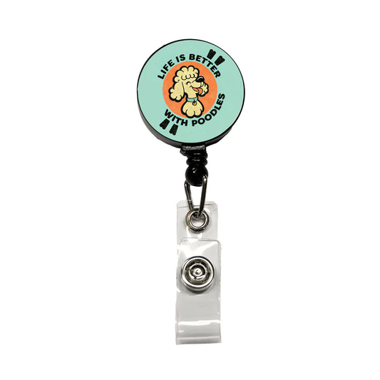 Life Is Better With Poodles Retractable ID Key Card Name Tag Badge Holder with Clip
