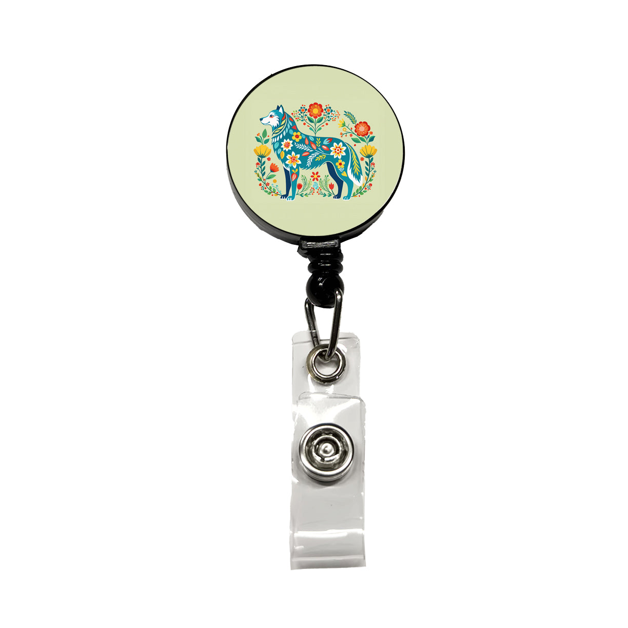 Siberian Retriever Floral Motif Beautiful Dog Retractable ID Key Card Name Tag Badge Holder with Clip