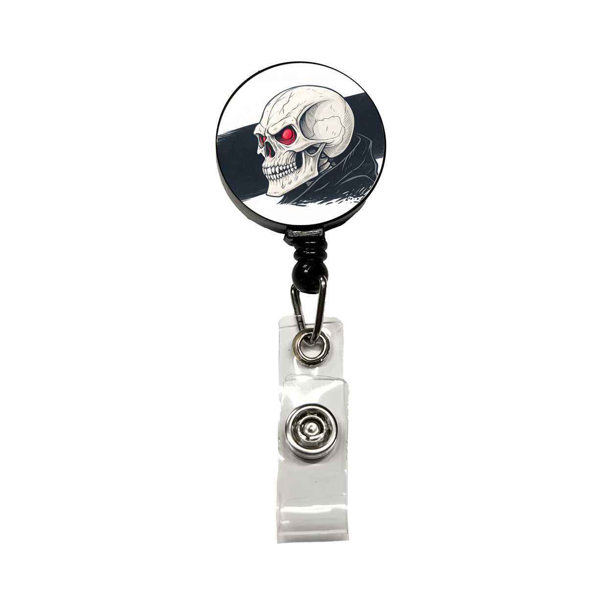 Skull With Red Eyes Menacing Retractable ID Key Card Name Tag Badge Holder with Clip