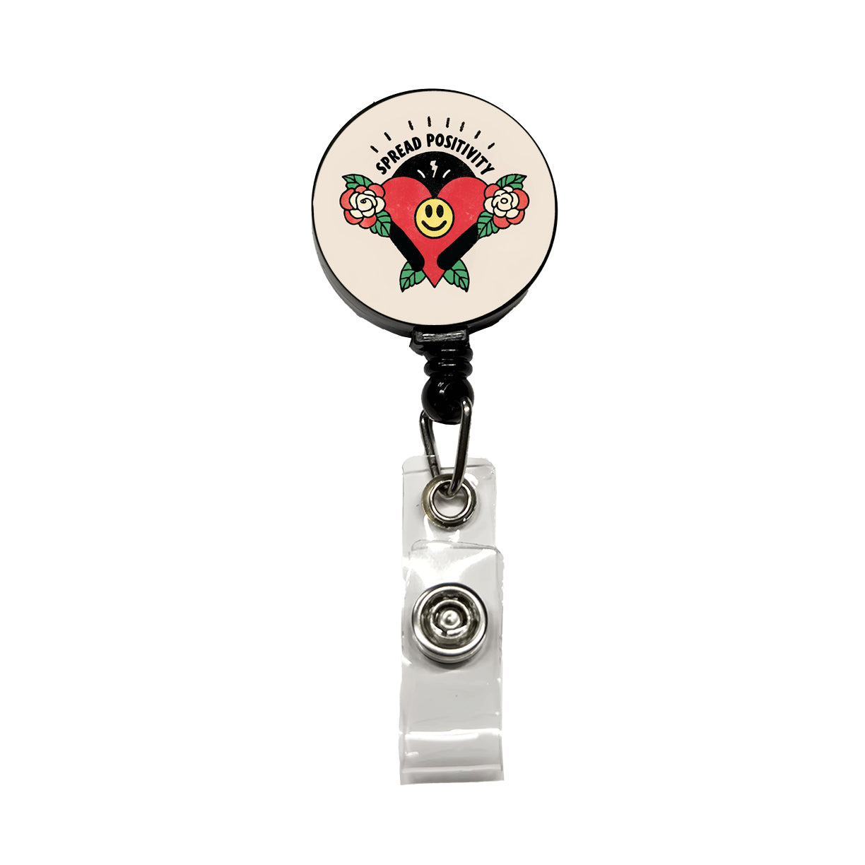 Spread Positivity Cute Retractable ID Key Card Name Tag Badge Holder with Clip