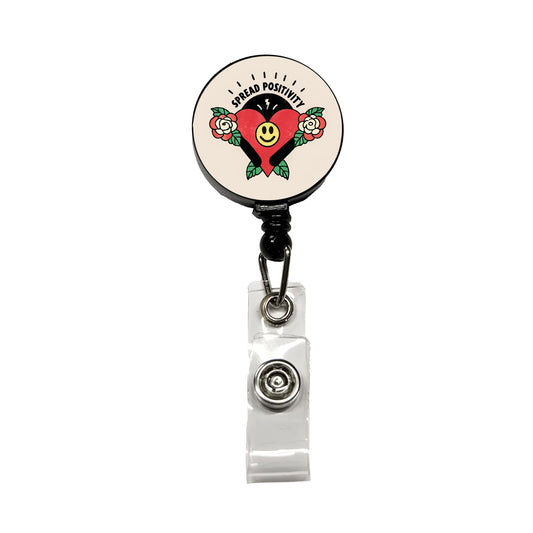 Spread Positivity Cute Retractable ID Key Card Name Tag Badge Holder with Clip