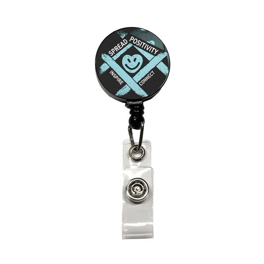 Spread Positivity Inspire Connect Retractable ID Key Card Name Tag Badge Holder with Clip