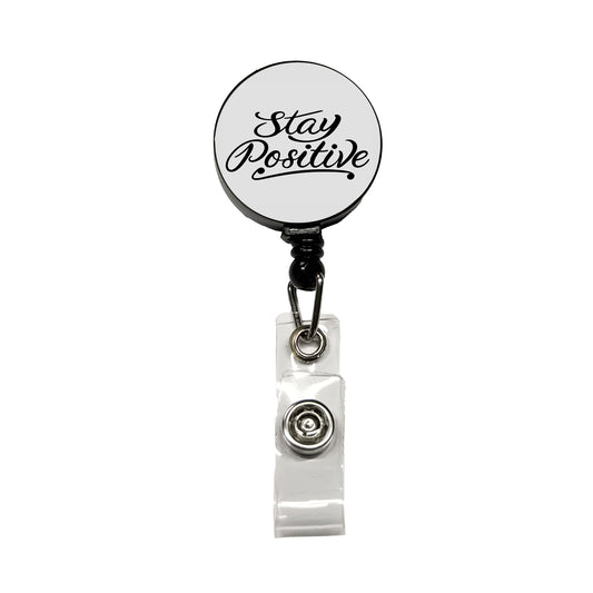 Stay Positive Retractable ID Key Card Name Tag Badge Holder with Clip