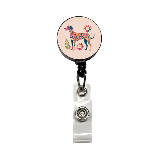 Weimador Floral Motif Cute Dog Retractable ID Key Card Name Tag Badge Holder with Clip
