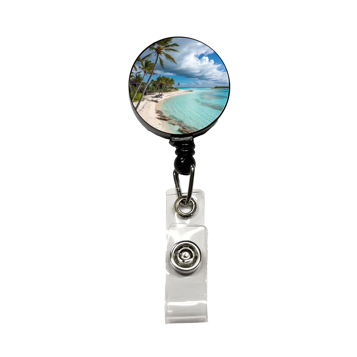 Bahamas Tropical Beach Vacation Retractable ID Key Card Name Tag Badge Holder with Clip