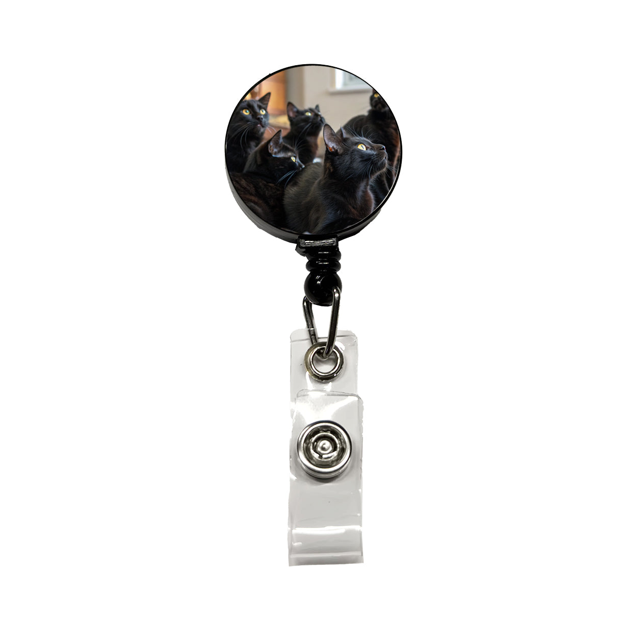 Bunch Of Black Cats Retractable ID Key Card Name Tag Badge Holder with Clip