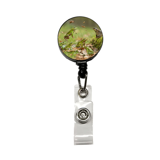 Bunch Of Frogs Retractable ID Key Card Name Tag Badge Holder with Clip