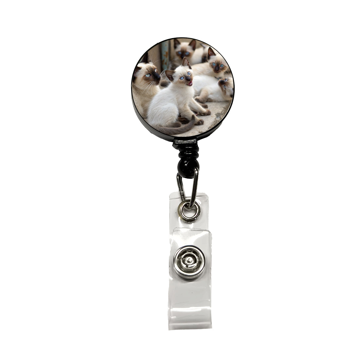 Bunch Of Siamese Cats Retractable ID Key Card Name Tag Badge Holder with Clip