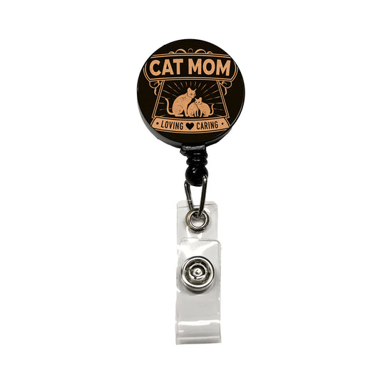 Cat Mom Retractable ID Key Card Name Tag Badge Holder with Clip