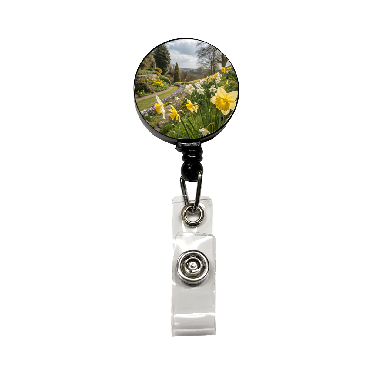 Daffodils Pretty Retractable ID Key Card Name Tag Badge Holder with Clip