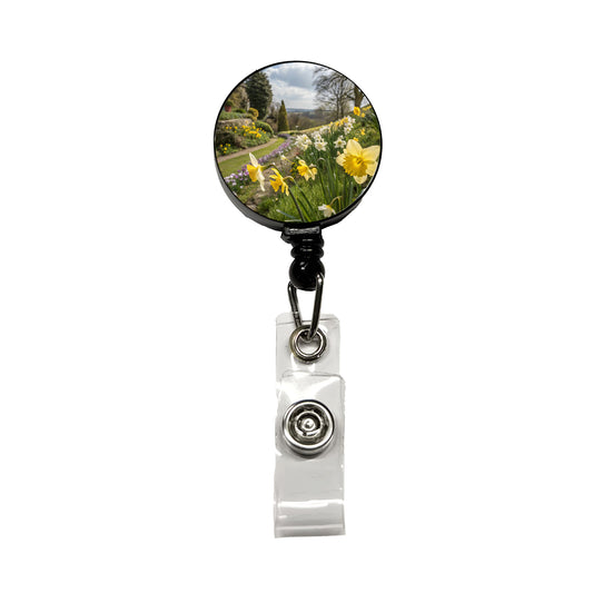 Daffodils Pretty Retractable ID Key Card Name Tag Badge Holder with Clip
